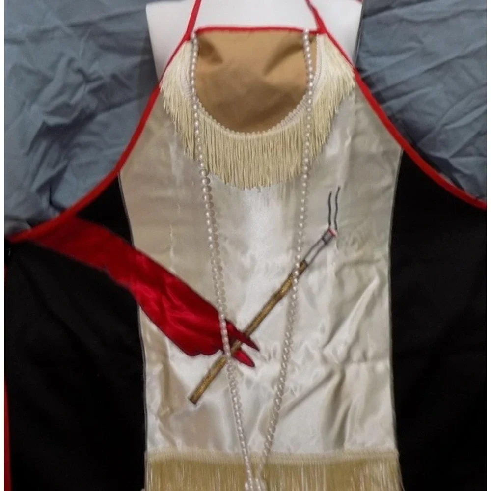 Flapper Dress Cocktail Apron w/ Pearls & Cigarette Gloved Hand Costume Vtg 60's